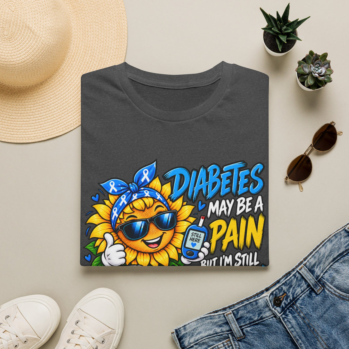 Diabetes May Be a Pain T-Shirt — Sunny Sunflower Diabetes Awareness Tee