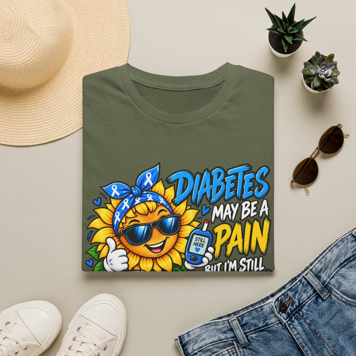 Diabetes May Be a Pain T-Shirt — Sunny Sunflower Diabetes Awareness Tee