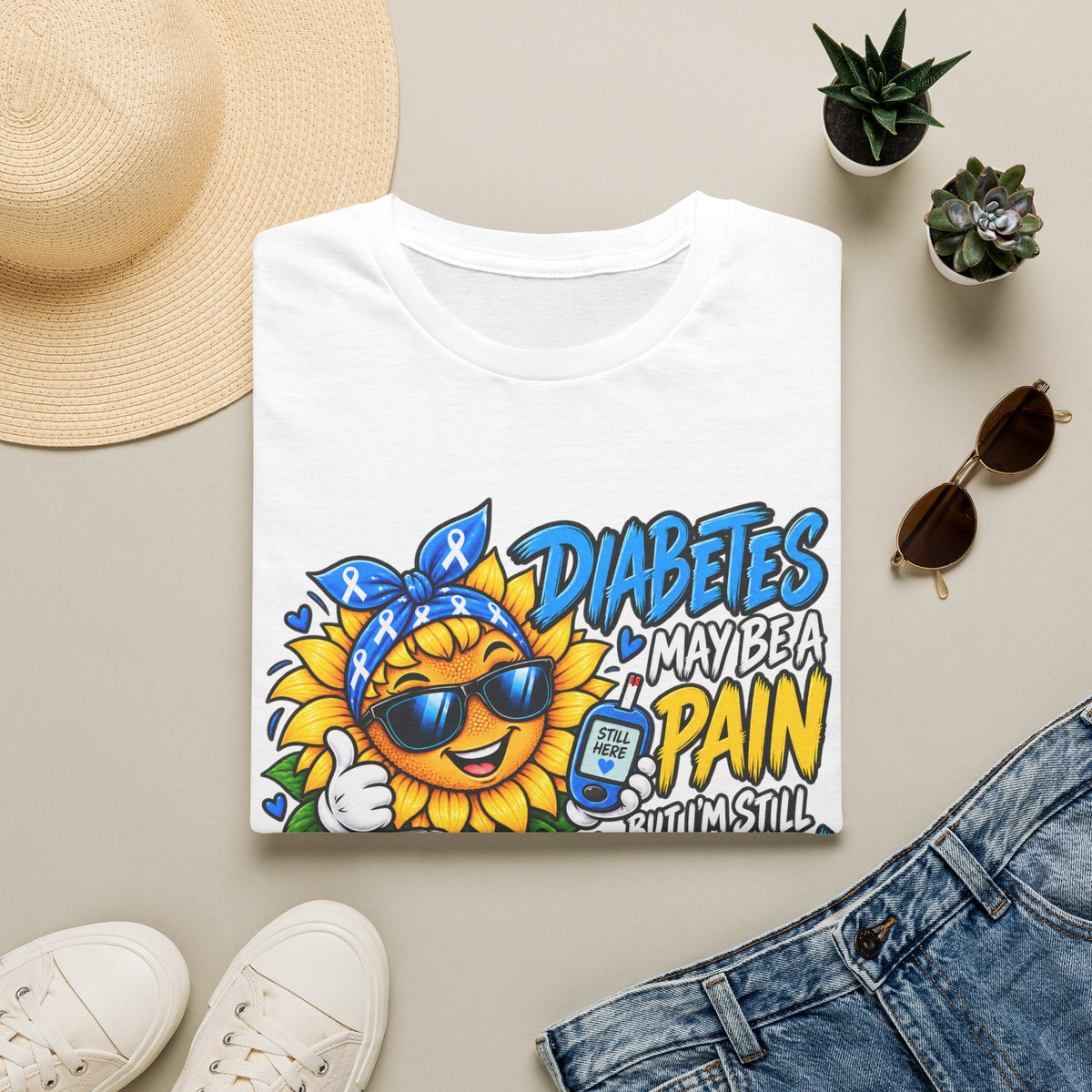 Diabetes May Be a Pain T-Shirt — Sunny Sunflower Diabetes Awareness Tee