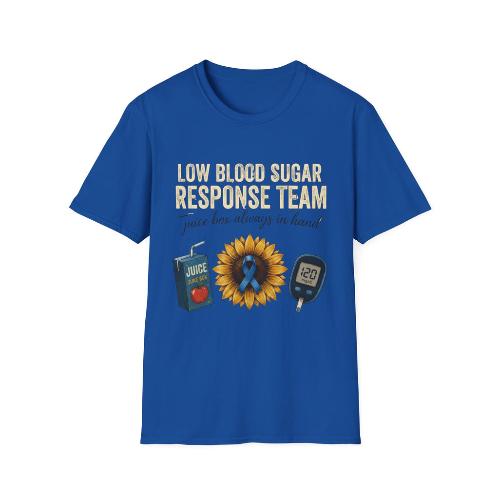 Low Blood Sugar Response Team T‑Shirt — 'Juice Box Always in Hand' Diabetes Awareness Tee