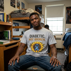 Diabetic Not Broken T-Shirt — Sunflower & Blue Awareness Ribbon Tee