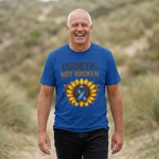Diabetic Not Broken T-Shirt — Sunflower & Blue Awareness Ribbon Tee