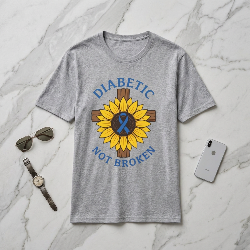 Diabetic Not Broken T-Shirt — Faith/Diabetes Support