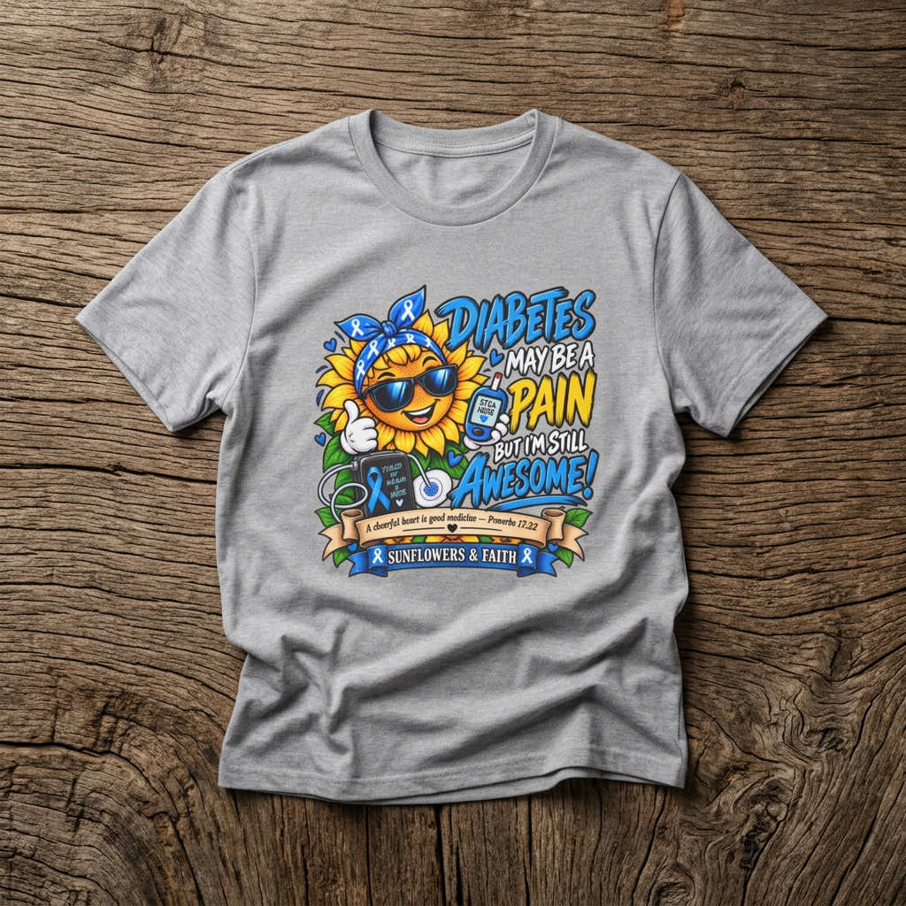 Diabetes May Be a Pain T-Shirt — Sunny Sunflower Diabetes Awareness Tee