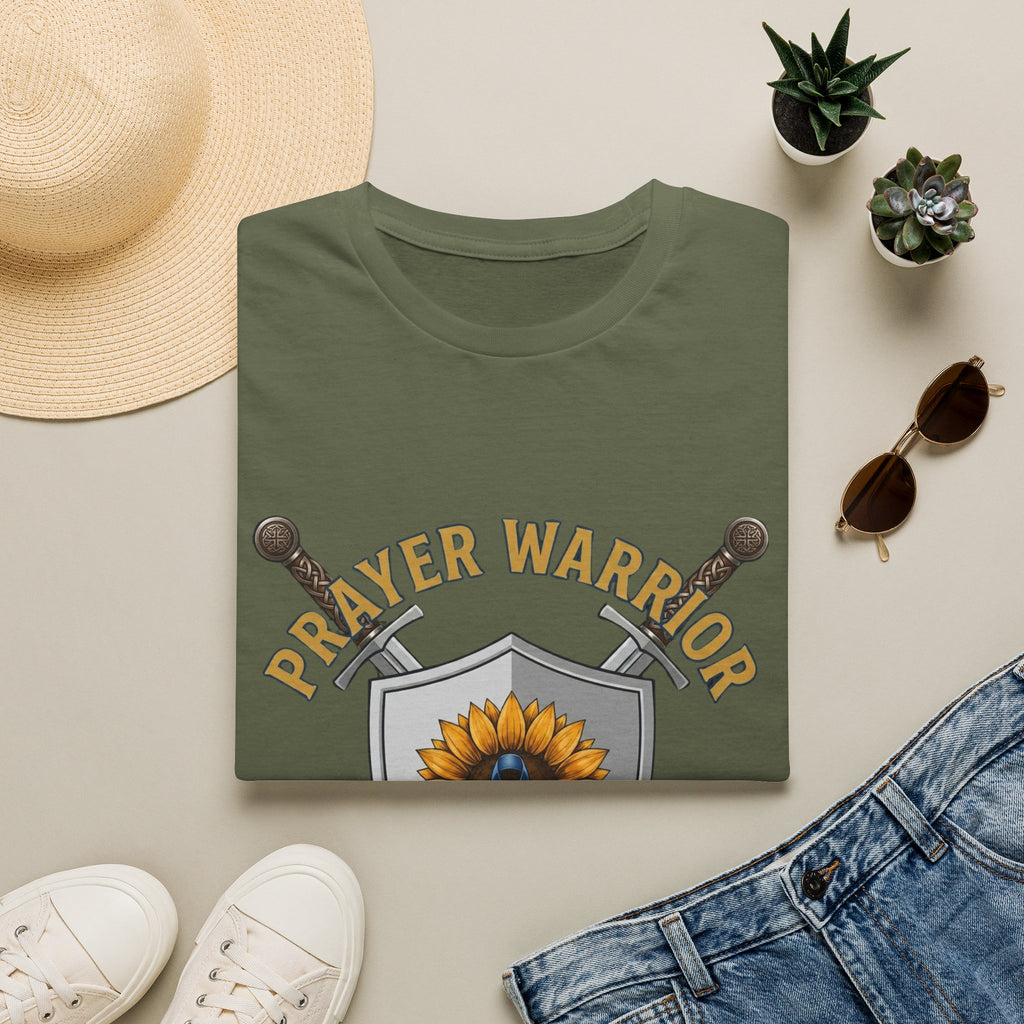 Prayer Warrior T-Shirt — Sunflower Shield Christian Faith Tee