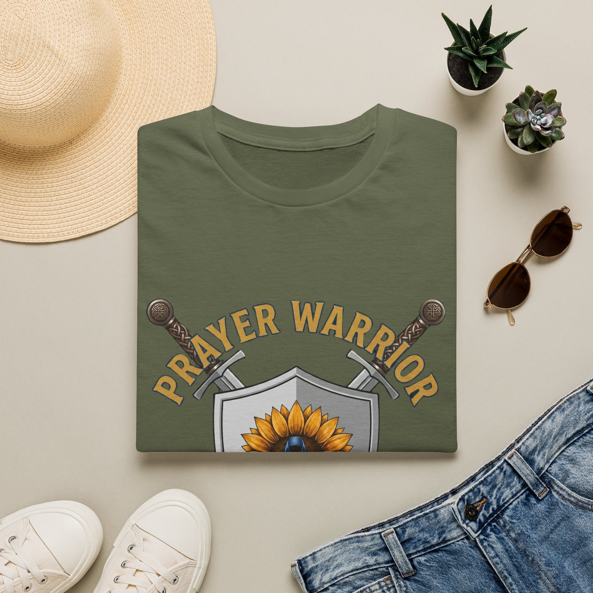 Prayer Warrior T-Shirt — Sunflower Shield Christian Faith Tee