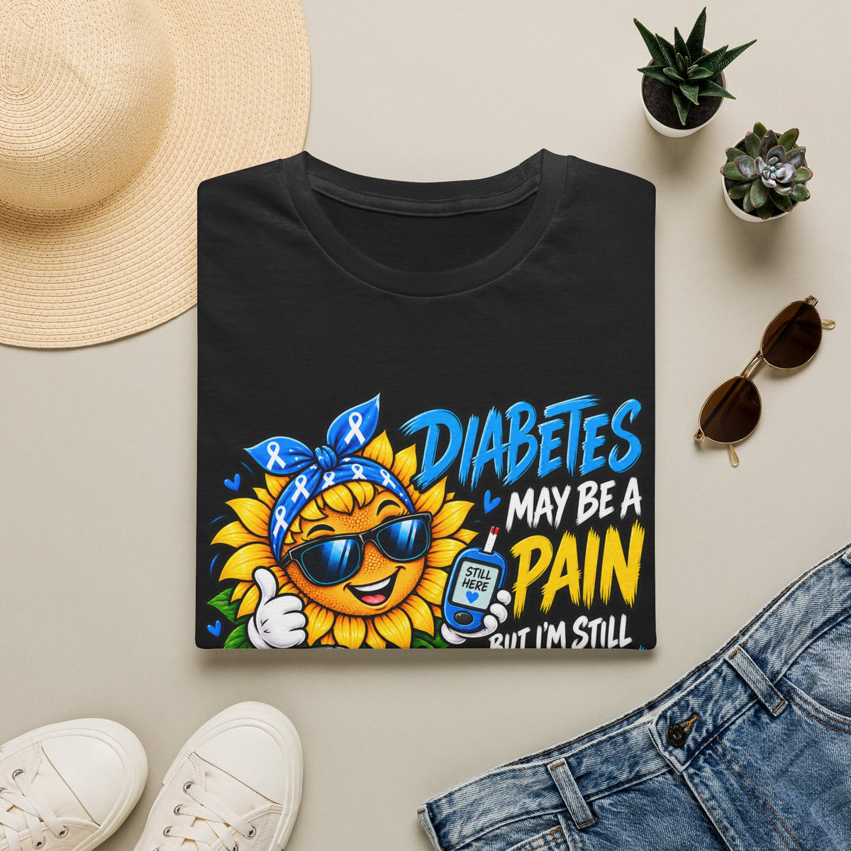 Diabetes May Be a Pain T-Shirt — Sunny Sunflower Diabetes Awareness Tee