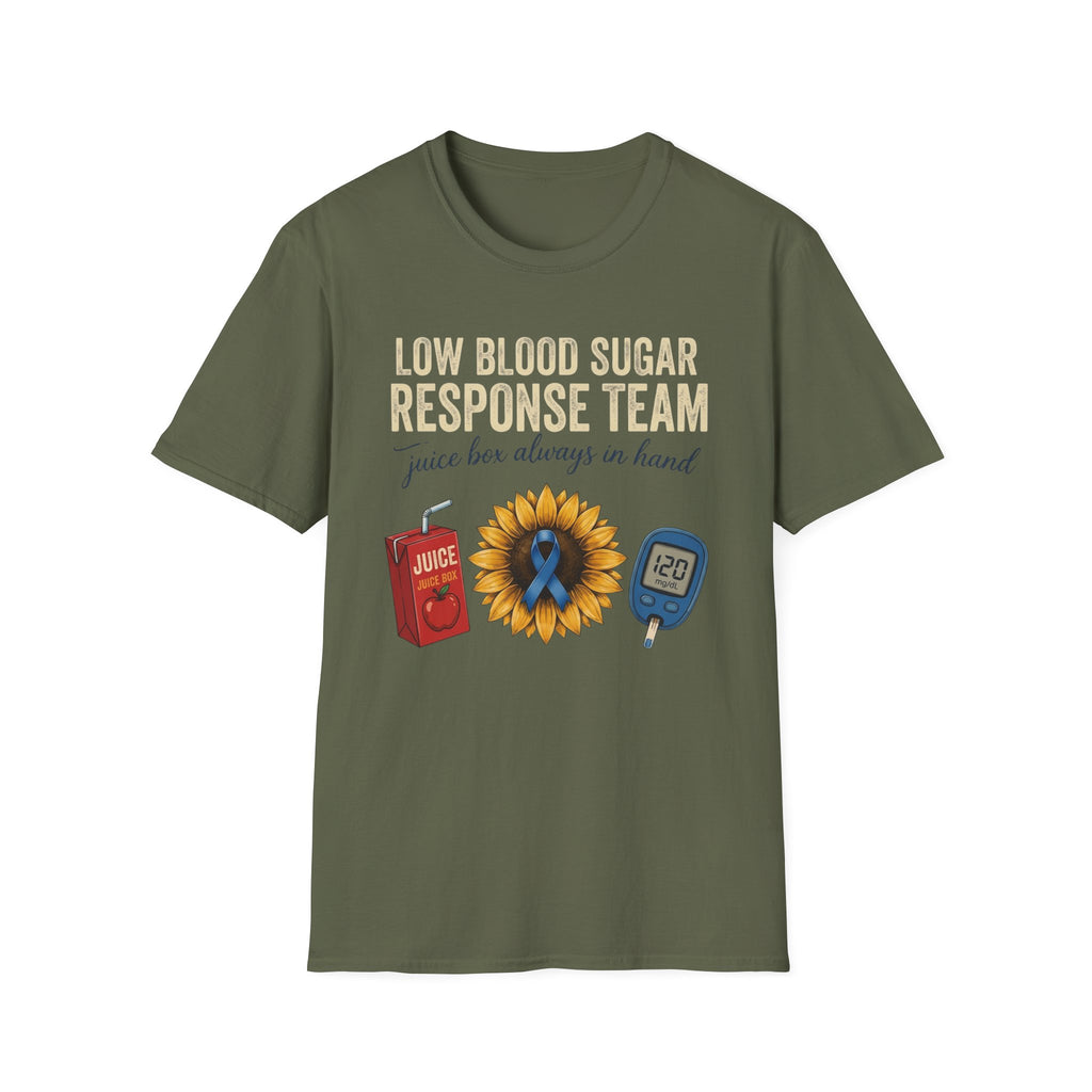 Low Blood Sugar Response Team T-Shirt — “Juice Box Always in Hand” Support Tee