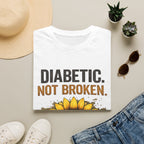 Diabetic Not Broken T-Shirt — Sunflower & Blue Ribbon Diabetes Awareness Tee