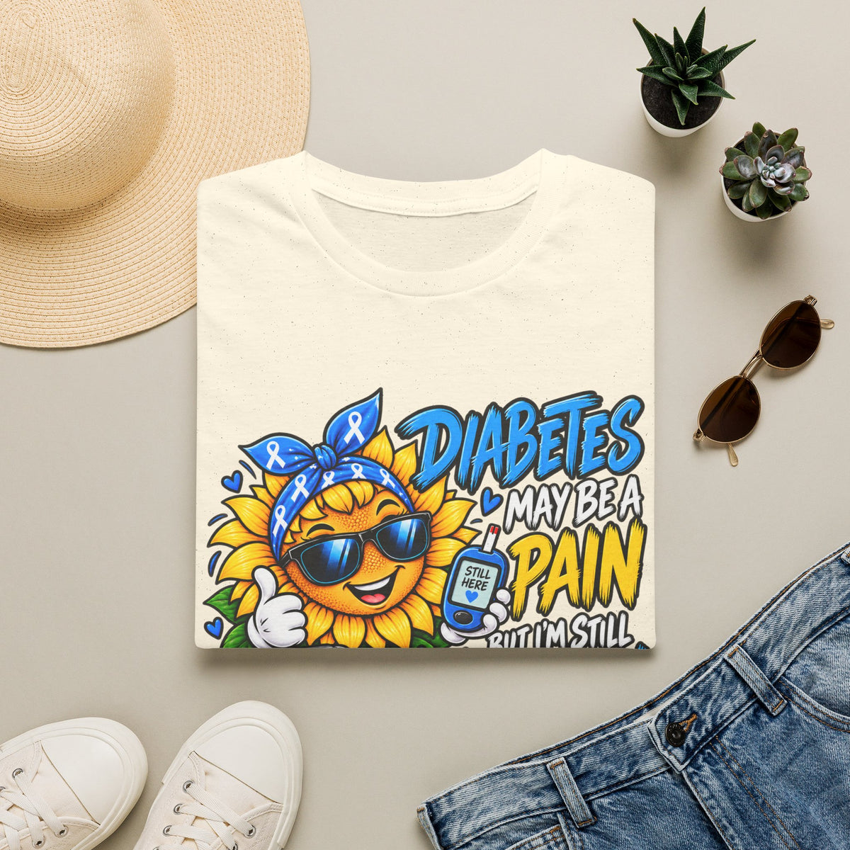 Diabetes May Be a Pain T-Shirt — Sunny Sunflower Diabetes Awareness Tee